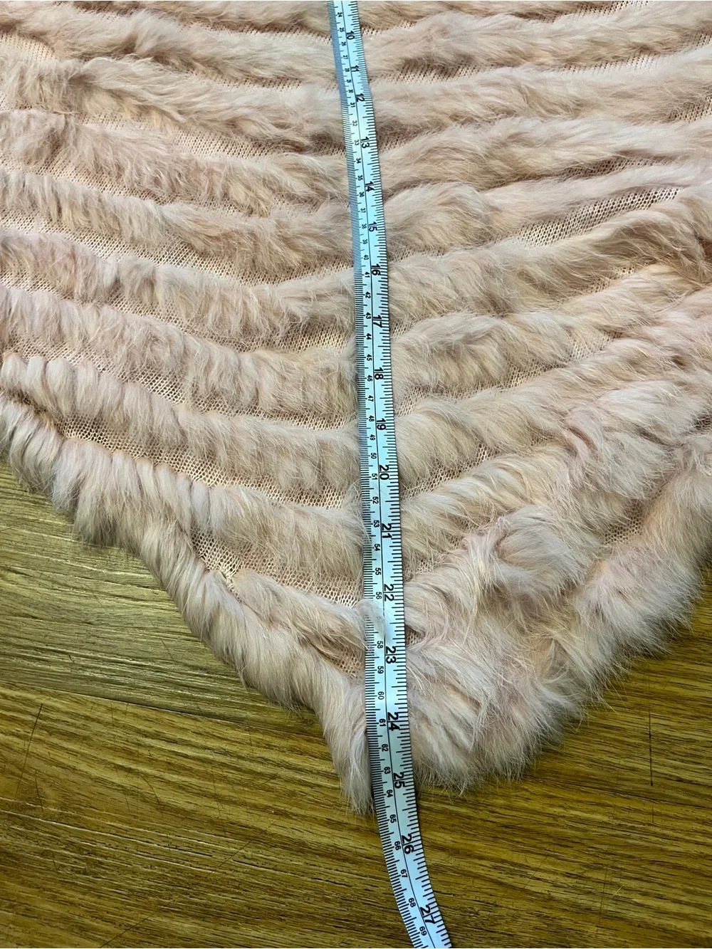 Cejon Genuine Rabbit Fur Knit Poncho Cape Cowl Neck Scarf Blush Pink